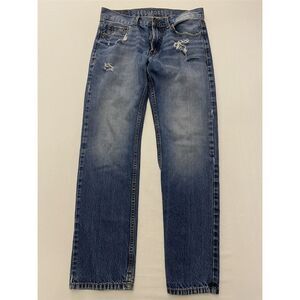 Aeropostale 30 x 30 Essex Straight Destroyed 100% Cotton Dark Wash‎ Denim Jeans